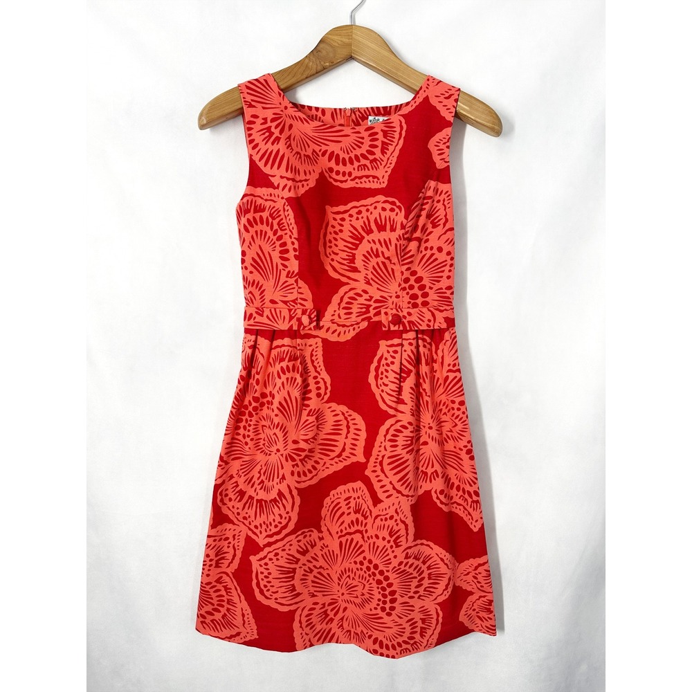 Tabitha 100% Cotton Sleeveless Red Orange Floral A-line Dress Women's Size 6